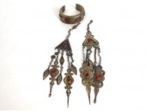 Lot 2 Moroccan jewelry brooches silver metal bracelet Morocco Maghreb twentieth