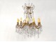 Chandelier 12 lights gilt bronze cut crystal beads pendants stars nineteenth