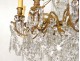 Chandelier 12 lights gilt bronze cut crystal beads pendants stars nineteenth
