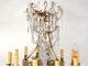 Chandelier 12 lights gilt bronze cut crystal beads pendants stars nineteenth