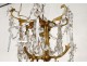 Chandelier 12 lights gilt bronze cut crystal beads pendants stars nineteenth