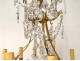 Chandelier 12 lights gilt bronze cut crystal beads pendants stars nineteenth