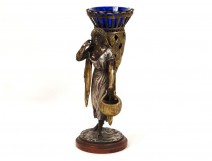 Sculpture orientalist Louis Kley vase gilt bronze silver black woman XIX