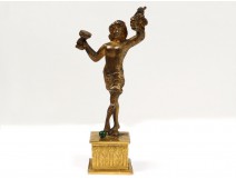 Bacchus Dionysus character sculpture statuette bronze golden grape nineteenth