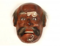 Noh theater mask polychrome man Gigaku O-Edo Japan beshimi mask nineteenth