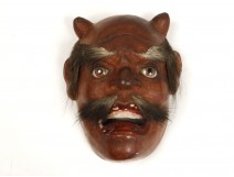 Noh theater mask polychrome demon Gigaku O-Edo Japan beshimi mask nineteenth