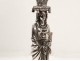 Rare desk lamp bronze glass candlestick caryatide Back nineteenth Egypt Empire