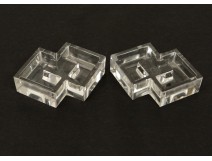 Pair of cut crystal salt Baccarat France saltcellar twentieth century