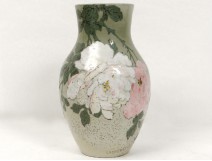 Edmond Lachenal earthenware vase flowers art nouveau antique french nineteenth century