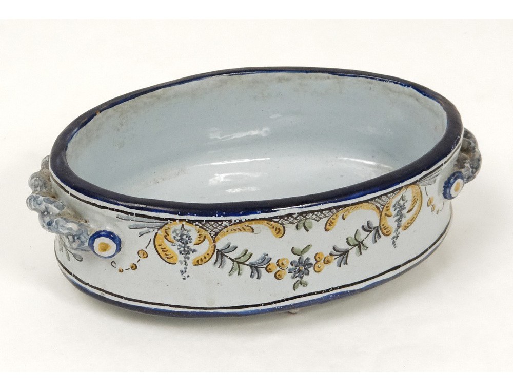 Petit Vase En Faïence De Nevers - Manufacture Bernard - Décor Fleurs (occasion)