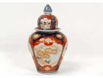 Imari porcelain covered jar vase flowers landscape nineteenth century Japan