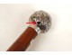 Cane wood knob antique sterling silver flower foliage shell cane 19th
