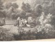 Mountain landscape engraving characters Shepherd path trees engraving nineteenth