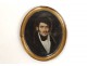 Painted miniature portrait noble gentleman mustaches Restoration nineteenth