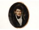 Painted miniature portrait noble gentleman mustaches Restoration nineteenth