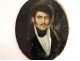 Painted miniature portrait noble gentleman mustaches Restoration nineteenth