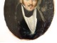 Painted miniature portrait noble gentleman mustaches Restoration nineteenth