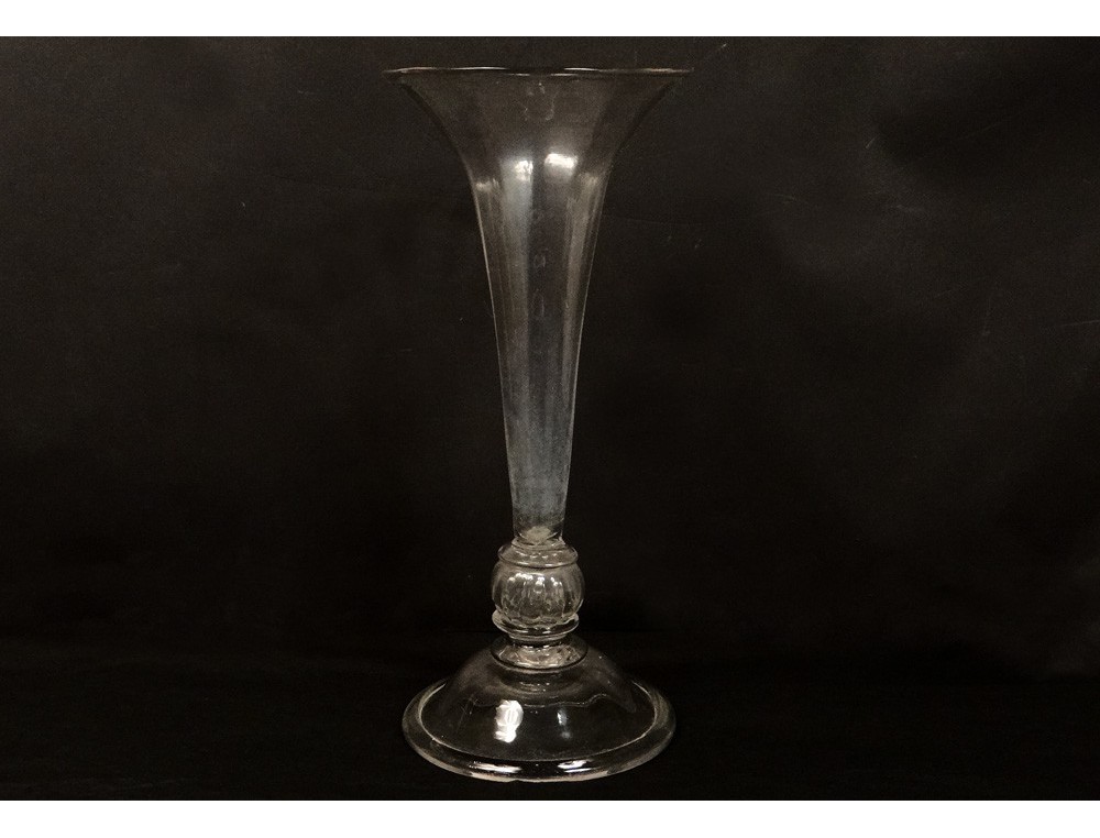 Grande Aiguière En Cristal Soufflé Taillé Et Argent Massif A