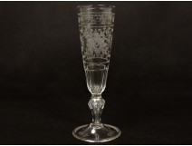 Goblet engraved blown glass flower glass grape sun Normandy eighteenth