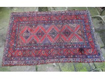 Old carpet knotted Persian Iran signed antique twentieth century wool carpet