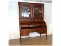 Great office cylinder showcase Louis XVI mahogany solid lock clover 18th