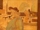 Marquetry panel, Rosenau, Men of a Corsican Village, 20th