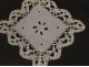 Old linen embroidered lace doily Métis du Puy flowers twentieth century