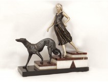 Sculpture elegant woman dog greyhound greyhound nineteenth marble Carvin France