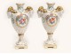 Medici porcelain vases pair Dresden Saxony Germany rams nineteenth flowers