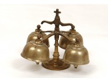 Bell ceremony four gilded bronze bells church cross Mass nineteenth century