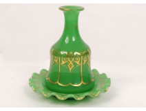 Carafe night service opaline green gilding Baccarat Napoleon III nineteenth