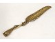 Seal stamp cutter gilt bronze eagle feather leg monogram nineteenth