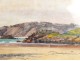 Watercolor landscape Erquy Britain beach Carroual Guéritte edge twentieth sea