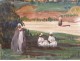 Orientalist watercolor landscape Morocco Marrakech characters Guedeler nineteenth