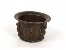 Brass bronze mortar apothecary mortar grotesque characters seventeenth century