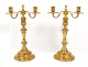 Pair candlesticks Louis XV bronze candelabras gilded C Crowned candlestick 18th