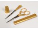 Rare sewing kit or solid wood case ebony monogram scissors nineteenth