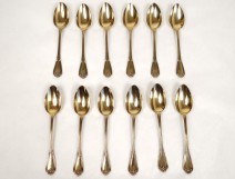12 tablespoons solid silver gilt monogram nineteenth Minerva Goldsmith Queille