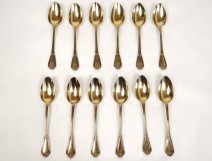 12 tablespoons solid silver gilt monogram nineteenth Minerva Goldsmith Queille