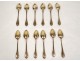 12 tablespoons solid silver gilt monogram nineteenth Minerva Goldsmith Queille