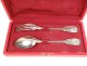 Covered with solid silver christening spoon fork Emmanuelle Minerva twentieth
