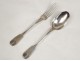 Covered with solid silver christening spoon fork Emmanuelle Minerva twentieth