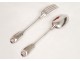 Covered with solid silver christening spoon fork Emmanuelle Minerva twentieth
