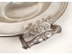 Roast meat platter Louis XV silver metal arms shells 19th