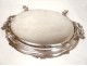 Roast meat platter Louis XV silver metal arms shells 19th