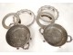 Pair round warmers Louis XV silver metal flowers shells nineteenth