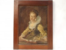 HST table portrait young woman reading books nineteenth century French School