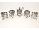 4 solid silver salt cellars mustard Rooster Swan palmettes First Empire XIX