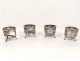 4 solid silver salt cellars mustard Rooster Swan palmettes First Empire XIX