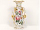Large vase Paris porcelain flowers foliage gilt Napoleon III nineteenth